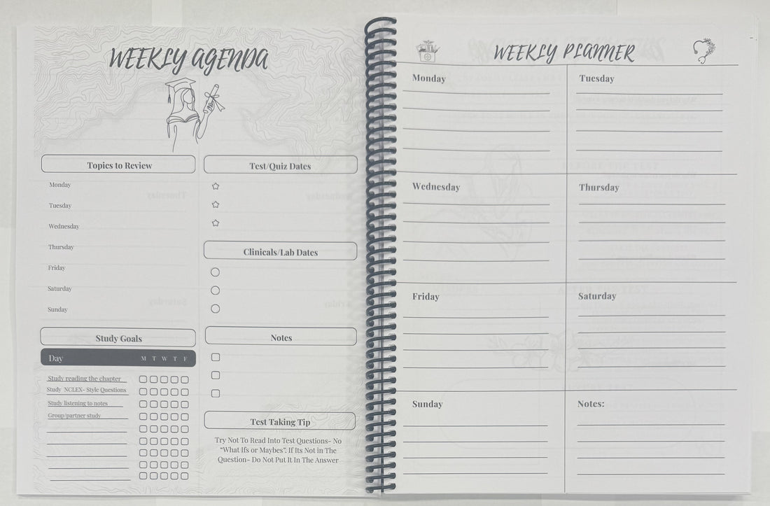 Nursing School Planner- Undated Academic Year 2026-2027