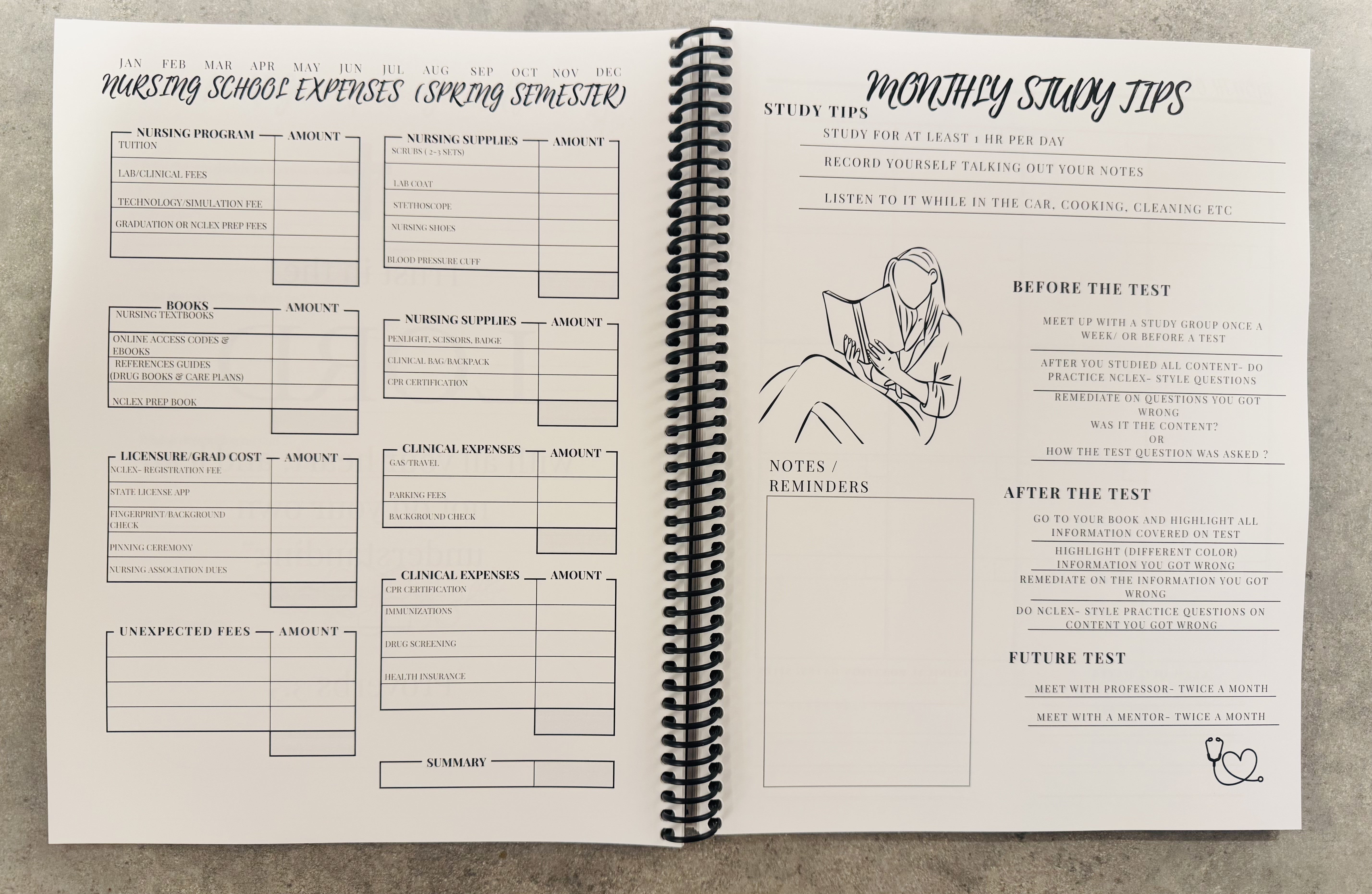Thriving In Nursing School Study Planner